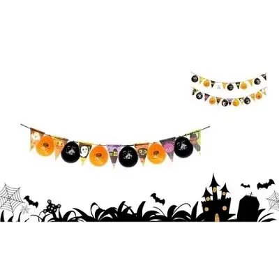 BANDERA DECORATIVA CON GLOBOS HALLOWEEN