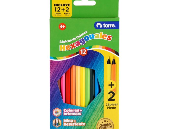 Lapiz Color Torre 12 Hexagonal + 2 Lapiz Nepn