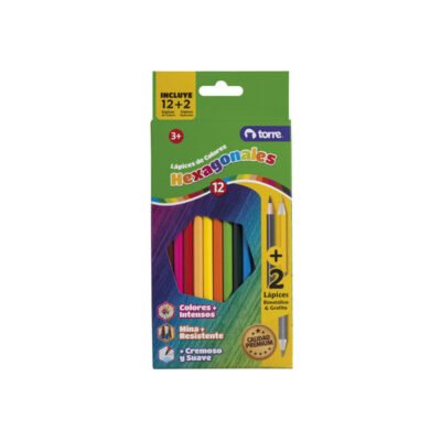 LAPIZ COLOR TORRE 12 HEXAGONAL + 2 BIMETALICO