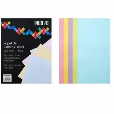 HOJA COLOR CARTA NUOVO SURTIDO PASTEL 100 UNID