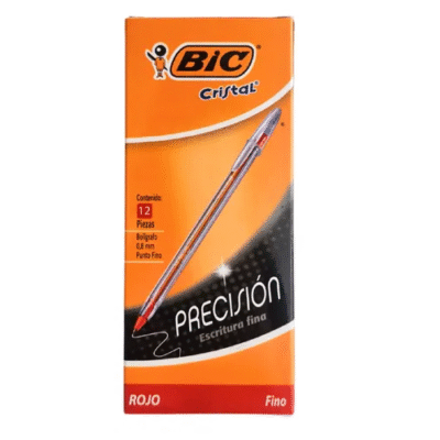 LAPIZ PASTA BIC P/FINA ROJO 12 UNID