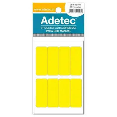 ETIQUETA ADHESIVA FLUOR AMARILLO 20X50MM