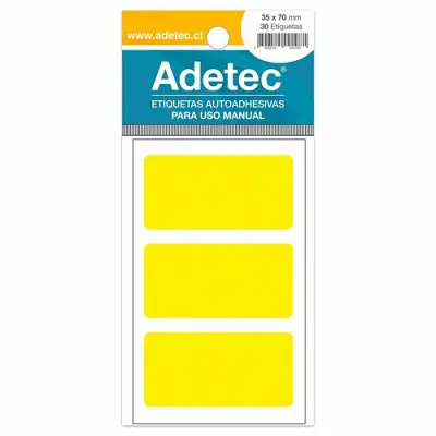 ETIQUETA ADHESIVA FLUOR AMARILLO 35X70MM