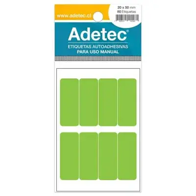 ETIQUETA ADHESIVA FLUOR VERDE 20X50MM