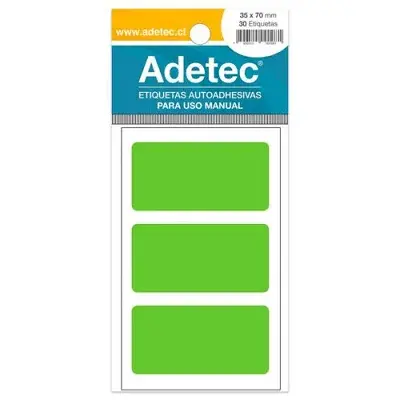ETIQUETA ADHESIVA FLUOR VERDE 35X70MM