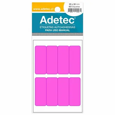 ETIQUETA ADHESIVA FLUOR ROSADO 20X50MM
