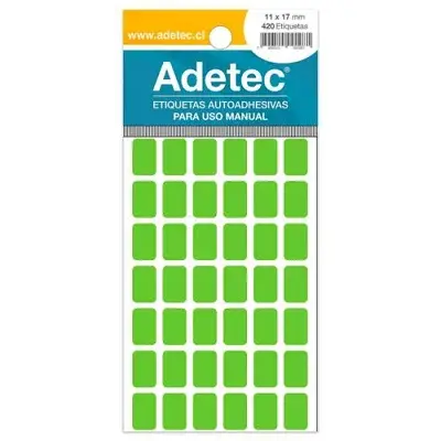 ETIQUETA ADHESIVA FLUOR VERDE 11X17MM