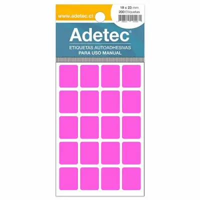 ETIQUETA ADHESIVA FLUOR ROSADO 19X23MM