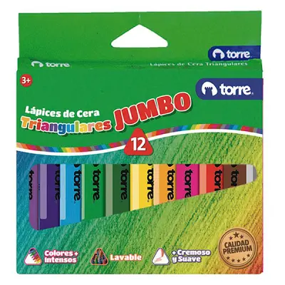 LAPIZ CERA TORRE JUMBO 12 COLORES