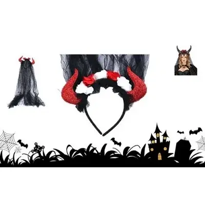 CINTILLO VELO DIABLA/FLORES HALLOWEEN