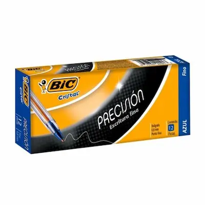 LAPIZ PASTA BIC P/FINA AZUL 12 UNID