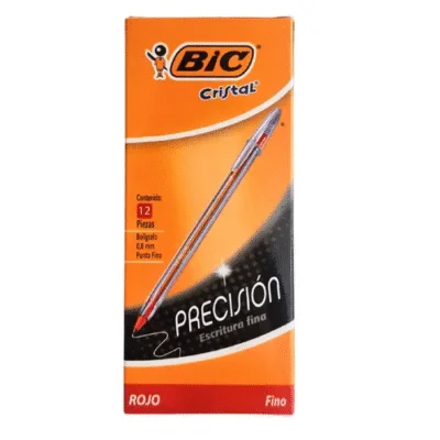 LAPIZ PASTA BIC P/FINA ROJO 12 UNID