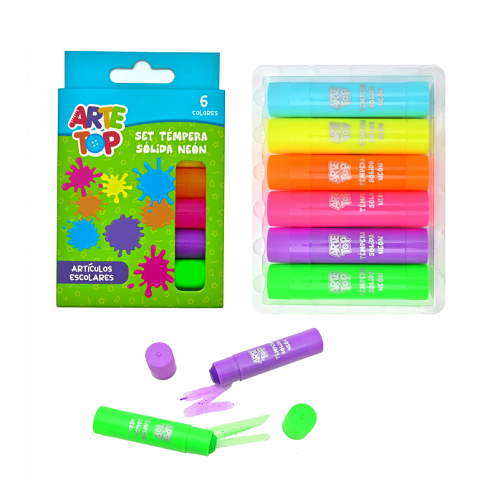 TEMPERA SOLIDA ARTE TOP NEON 6 COLORES